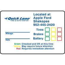 Load image into Gallery viewer, Custom Write-In Roll Reminder Stickers Service Department Alabama Independent Auto Dealers Association Store Static Cling 2 5/8" x 1 7/8"