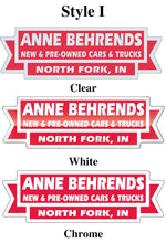 Load image into Gallery viewer, Custom Domed Auto Decals Sales Department Alabama Independent Auto Dealers Association Store Style I White