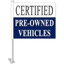 Load image into Gallery viewer, Clip-On Window Flags (Standard Flags) Sales Department Alabama Independent Auto Dealers Association Store Certified Pre-Owned Vehicles - Blue
