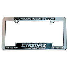 Load image into Gallery viewer, Custom Chrome License Plate Frames Sales Department Alabama Independent Auto Dealers Association Store Shiny Chrome Economy Recessed Panel with Raised Letter