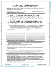 Load image into Gallery viewer, PEEL n SEAL™ Imprinted 1-Part Buyers Guide Sales Department Alabama Independent Auto Dealers Association Store Implied Warranty Spanish