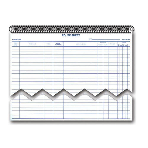 Spiral Bound Route Sheet Book (Form RS-547-SB) Service Department Alabama Independent Auto Dealers Association Store
