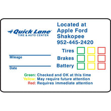 Load image into Gallery viewer, Custom Write-In Roll Reminder Stickers Service Department Alabama Independent Auto Dealers Association Store Static Cling 2 5/8&quot; x 1 7/8&quot; 
