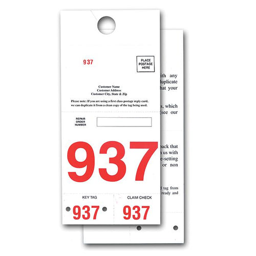 Custom Red 3-Digit Adver Tag™ 5 Part Dispatch Numbers Service Department Alabama Independent Auto Dealers Association Store