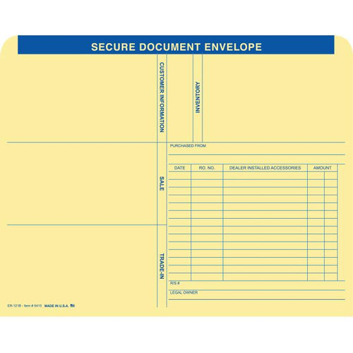 ERA* Deal Envelope (Deal Jacket) Sales Department Alabama Independent Auto Dealers Association Store Blue 500 Per Box