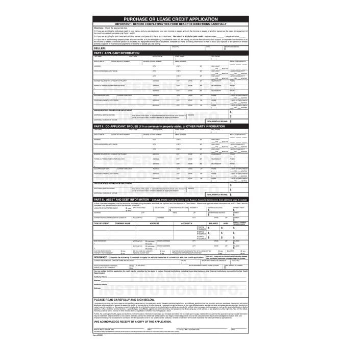 Universal Credit Application Office Forms Alabama Independent Auto Dealers Association Store