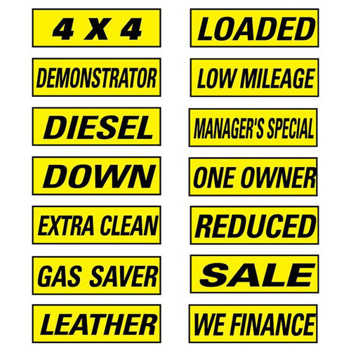 Slogan Window Stickers - Yellow and Black Sales Department Alabama Independent Auto Dealers Association Store
