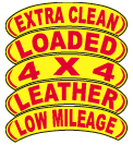 Arched Slogan Window Stickers Sales Department Alabama Independent Auto Dealers Association Store Red on Yellow Extra Clean