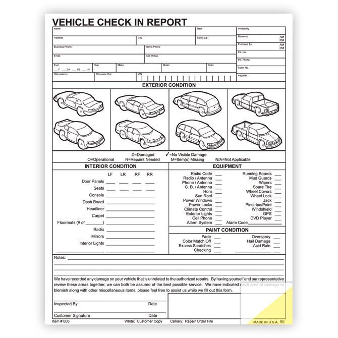 Vehicle Check in Report Body Shop Alabama Independent Auto Dealers Association Store