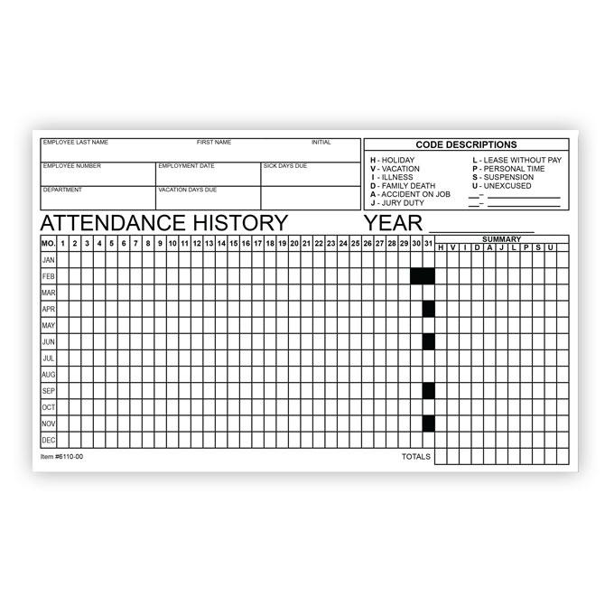 Employee Attendance Tracker Office Forms Alabama Independent Auto Dealers Association Store