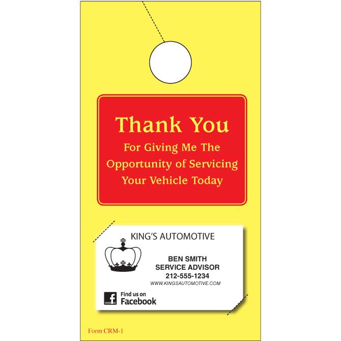 Thank You Hang Tag Service Department Alabama Independent Auto Dealers Association Store