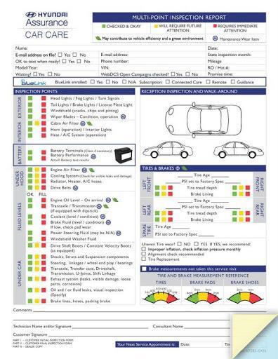 Multi-Point Inspection Forms - Hyundai Service Department Alabama Independent Auto Dealers Association Store