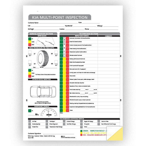 Multi-Point Inspection Forms - Kia Service Department Alabama Independent Auto Dealers Association Store