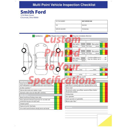 Custom Multi-Point Inspection Forms Service Department Alabama Independent Auto Dealers Association Store 8 1/2