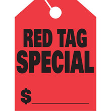 Load image into Gallery viewer, Jumbo Mirror Hang Tags Sales Department Alabama Independent Auto Dealers Association Store Red Tag Special Fluorescent Red
