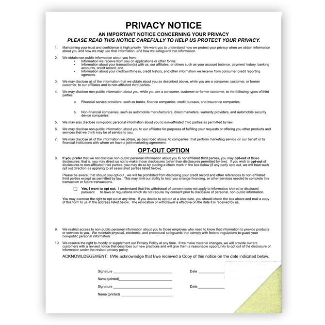 Custom Privacy Notice Office Forms Alabama Independent Auto Dealers Association Store