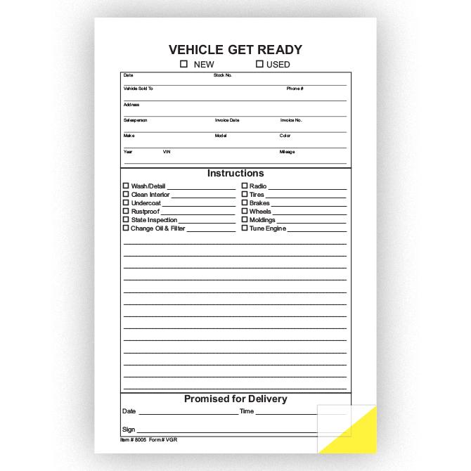 Vehicle Get Ready Form Office Forms Alabama Independent Auto Dealers Association Store