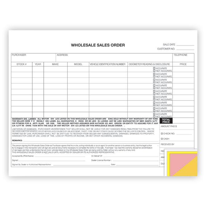 Wholesale Sales Order Office Forms Alabama Independent Auto Dealers Association Store