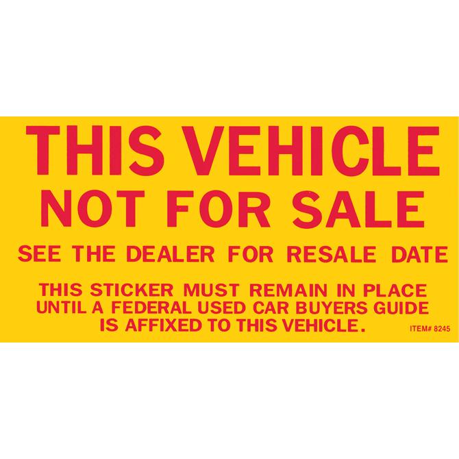 Vehicle Not For Sale Sticker Sales Department Alabama Independent Auto Dealers Association Store Standard Stickers