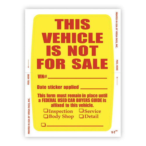 Vehicle Not For Sale Sticker (Face-Stick) Sales Department Alabama Independent Auto Dealers Association Store