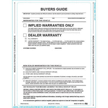 Load image into Gallery viewer, PEEL n SEAL™ Imprinted 1-Part Buyers Guide Sales Department Alabama Independent Auto Dealers Association Store Implied Warranty - No Lines English
