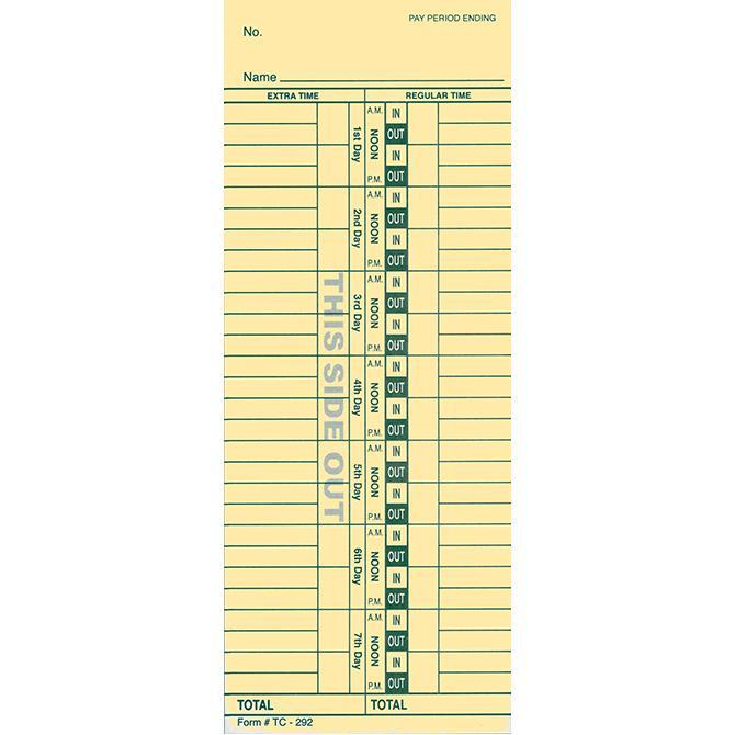 Time Clock Cards (Form TC-292 2-sided) Office Forms Alabama Independent Auto Dealers Association Store