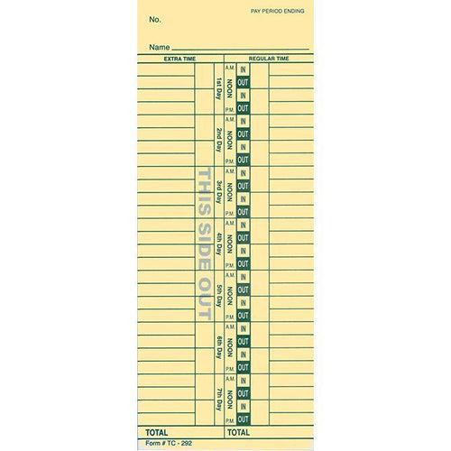 Time Clock Cards (Form TC-292) Office Forms Alabama Independent Auto Dealers Association Store