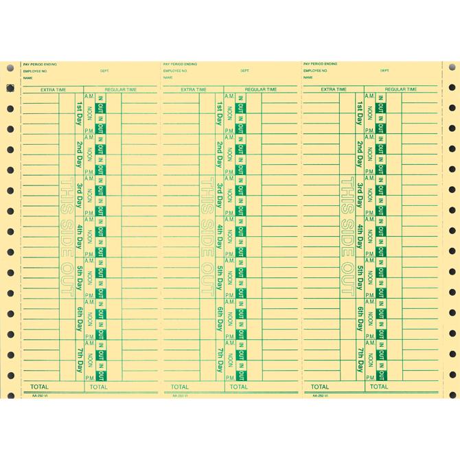 Time Clock Cards Office Forms Alabama Independent Auto Dealers Association Store (Form #AA-292-VI)