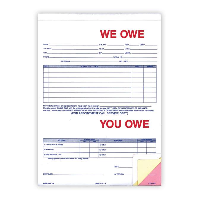 We Owe / You Owe Sales Department Alabama Independent Auto Dealers Association Store